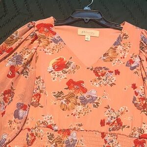 Philosophy Peach Floral V-Neck Top